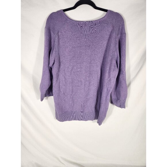 NWOT Womens Lavender Cardigan Sweater Cotton Preppy Romantic Careercore 2X - Picture 4 of 4